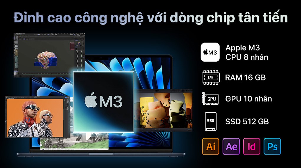 MacBook Air M3 2024 13 inch 8CPU/10GPU - RAM 16GB - 512GB